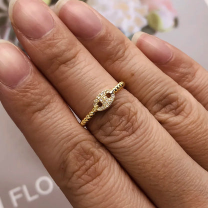 Dainty Minimalist Stacking Ring For Women Trend Cubic Zircon Gold Color Crystal Finger Accessories for Female Jewelry Gift R7
