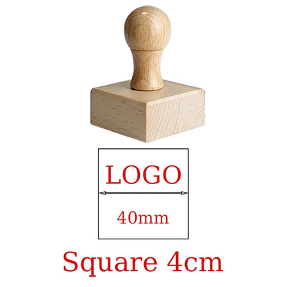 LOGO Custom Wooden Rubber Stamp Personalized Name Stamp Business Logo Customization for Office Craft DIY | Free Design - Squa