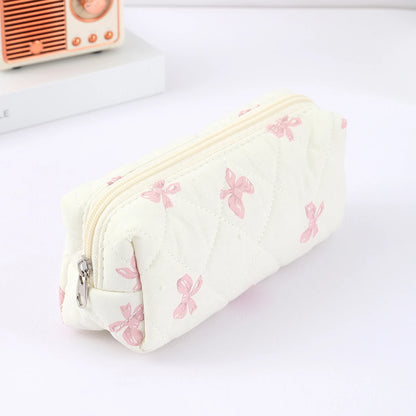 1 pc Beautiful bowknot single-layer pencil case, floral pattern design storage bag, a must-have for back to school season - 1