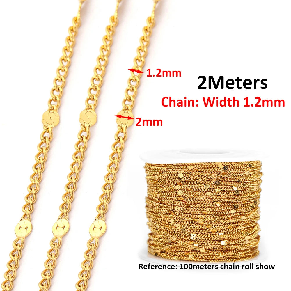 No Fade 2Meters Stainless Steel Chains for Jewelry Making DIY Necklace Bracelet Accessories Gold Chain Lips Beads Beaded Chai