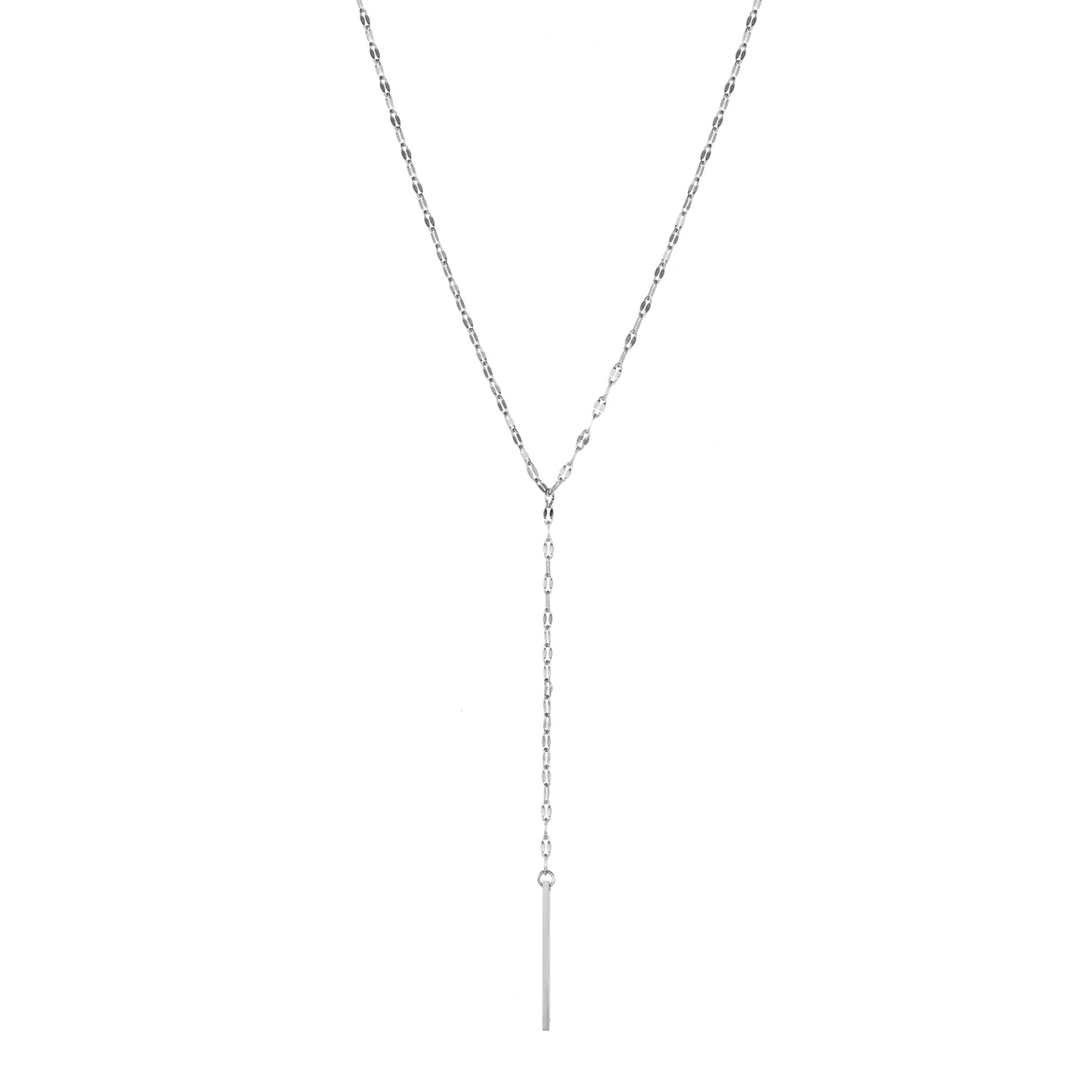 Stainless Steel Gold Plated Lariat Bar Pendant Y-Necklace for Women Dainty Paperclip Chain Minimalist Waterproof Jewelry