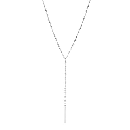 Stainless Steel Gold Plated Lariat Bar Pendant Y-Necklace for Women Dainty Paperclip Chain Minimalist Waterproof Jewelry