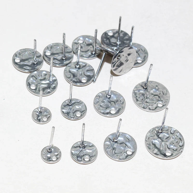 20pcs 6-12mm Stainless Steel Earring Studs Pins Craft Findings for Stud Earrings DIY Jewelry Making Accessories Findings