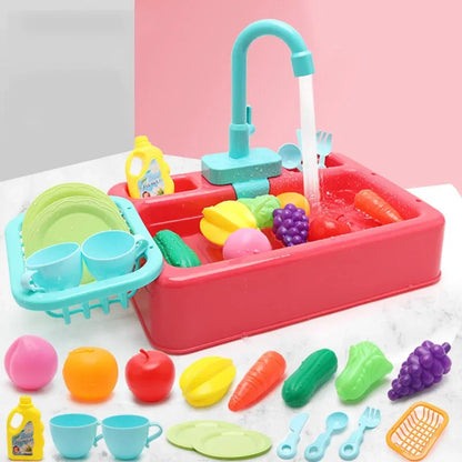 Kitchen Toy Plastic Dish Wash Sink Set Children Simulation Pretend Role Play Housework Kit Early Educational Toys for Childre