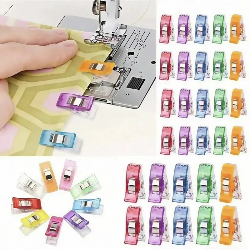 Colorful Multipurpose Sewing Clips Set Plastic Craft Crocheting Knitting Safety Clothing Binding Clips for Paper - Assorted P