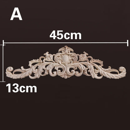 Wood Appliques and Onlays Natural Furniture Wall Door Woodcarving Decorative Long Flower Wooden Figurines Crafts Corner Frame
