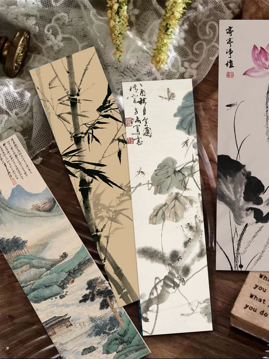 Bookmarks 30 Pcs Chinese Calligraphy Painting For Reading And Scrapbooking