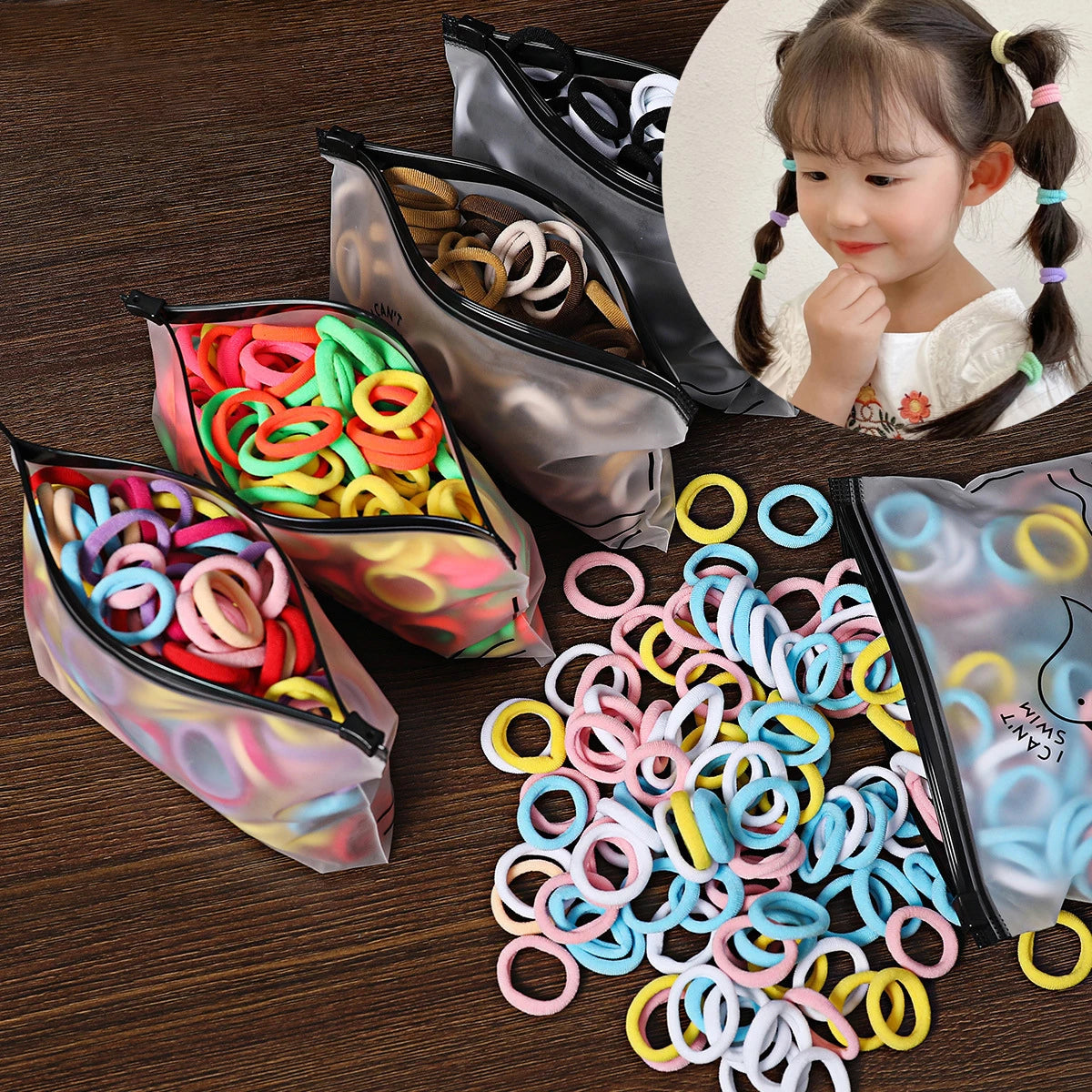 50/100Pcs Colorful Nylon Hair Bands for Children Scrunchie Hair Ties Rubber Band Kids Elastic Hair Leagues Girl Hair Accessor