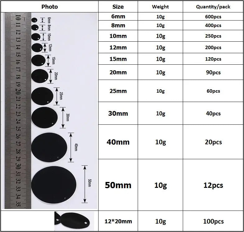 10g/Pack Round Sequin 6mm 8mm 10mm 15mm 20mm 30mm Sewing Sequins For Craft, Jewelry Accessories, Wedding Dress Craft 28 Color