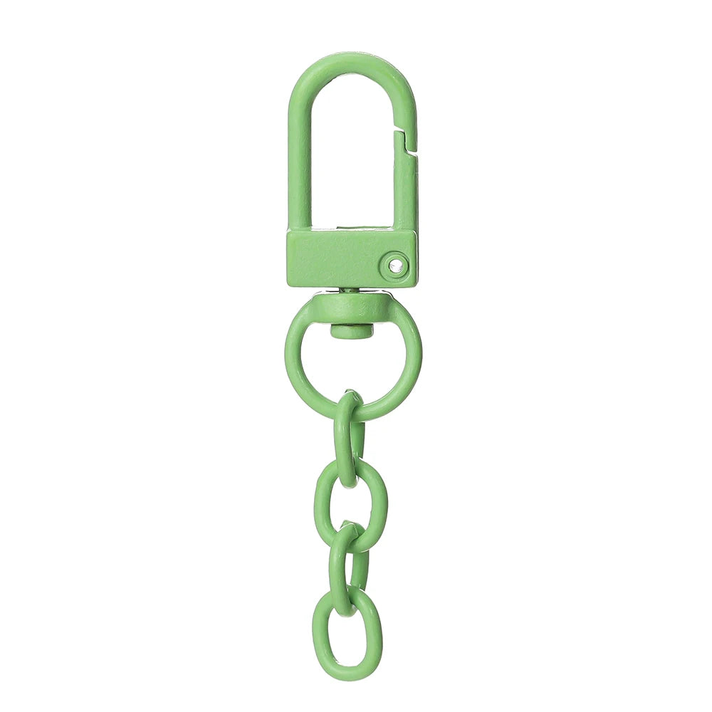 10pcs/lot Keyring Lobster Clasp Spring Buckle With Chains Colored Keychains For DIY Jewelry Making Key Ring Hooks Bags Buckle
