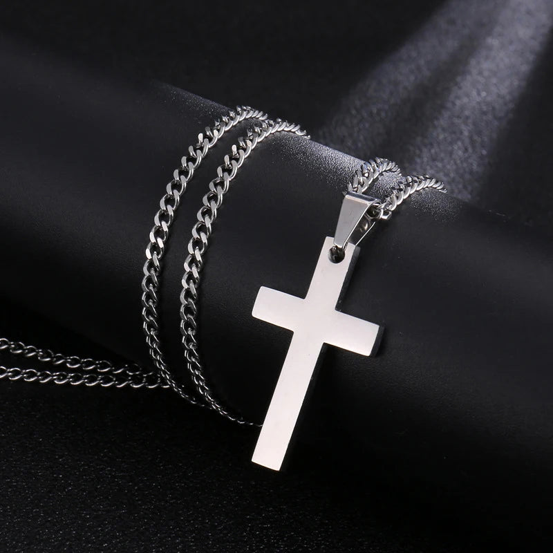 Fashion Stainless Steel Cross Pendant Necklace For Women Men Link Chain Charm Necklace Cool Boys Girls Punk Hip Hop Jewelry G