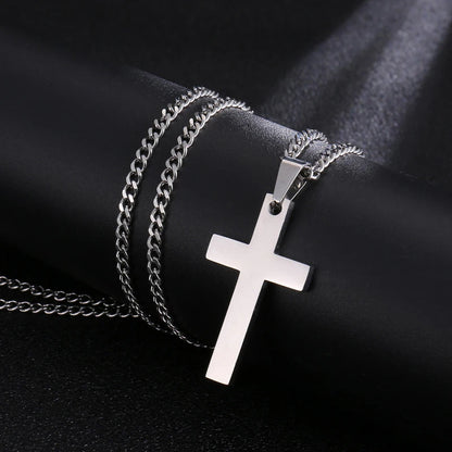 Fashion Stainless Steel Cross Pendant Necklace For Women Men Link Chain Charm Necklace Cool Boys Girls Punk Hip Hop Jewelry G