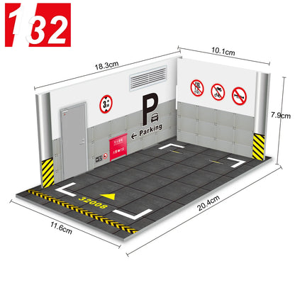 Diorama 1 32 Model Parking Space Diecast Car Miniature Cars Alloy Model PVC Board Scene Garage Background Wall DIY Ornament -