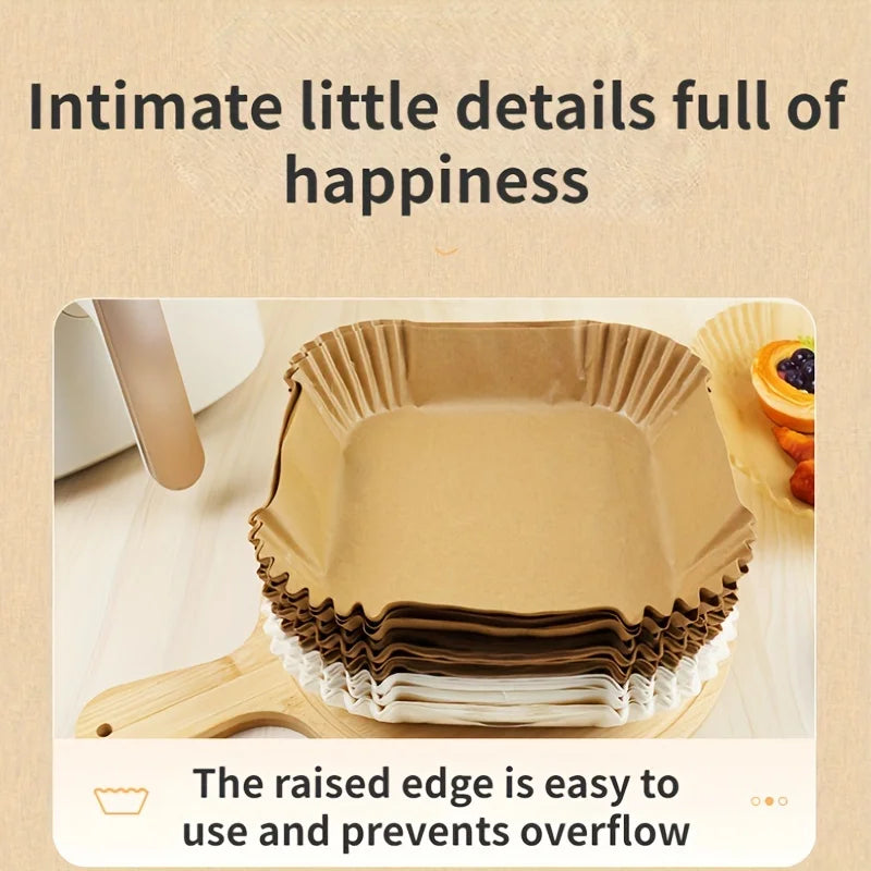 Air Fryer Paper Liners Disposable Oil-Proof Waterproof Baking Paper Round Square And Rectangle Parchment Kitchen Party Suppli