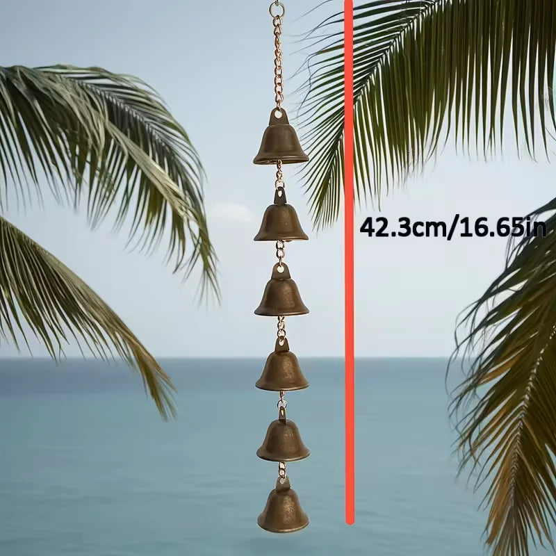 Handmade Metal Wind Chime - Classic Rustic Iron Bell with Decorative Chain, Suitable for Courtyards, Gardens, and Walls