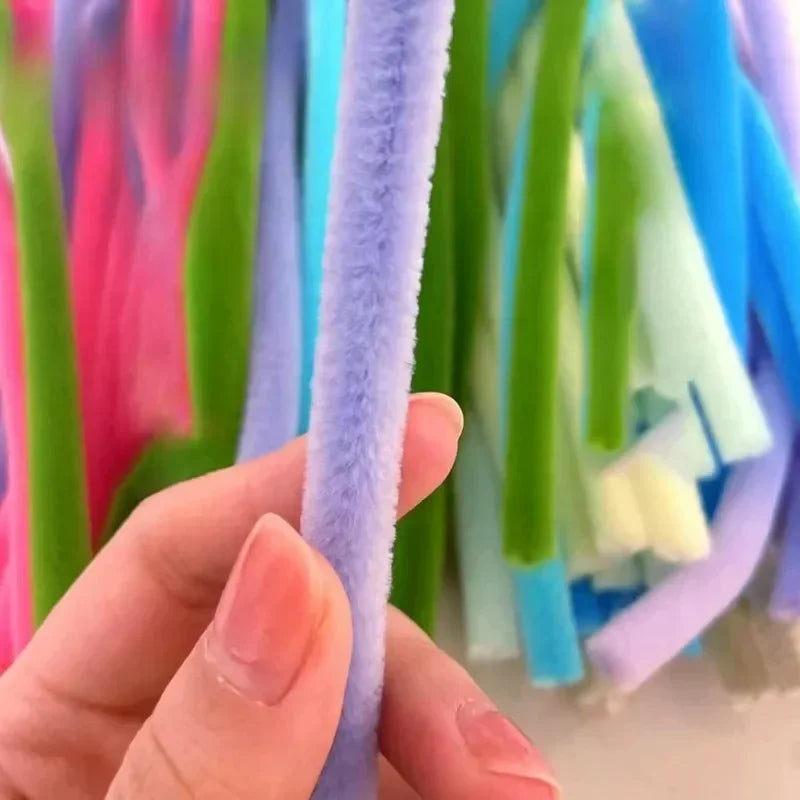 Wholesale Colorful Chenille Stems Pipe Cleaners Plush Tinsel Stem Wired Sticks Twist Stick Hair Strip DIY Craft Educational T