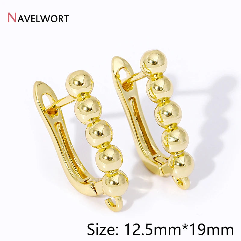 18K Gold Plated Brass Metal Earwires Basic Fasteners,Earring Fixtures,Inlaid Zircon Earring Hooks,Earring Making Supplies - 1