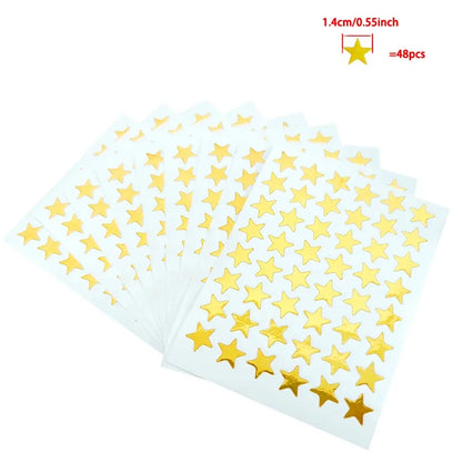 10 Sheets/bag Gold Star Sticker Stamping Five Pointed Star Sticker Children's Reward Sticker Teacher Praise Label - C