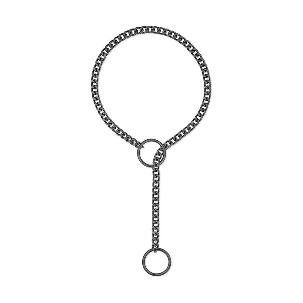 Heavy Lariat Heart Necklace Personality Punk Rock Stainless Steel Slip Chain Ring Slipchain Choker Collar For Women Men - Rou