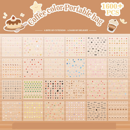 24 Mini Sticker Sheets for DIY Phone Case Decorations Minimalist Design Classic Color Combinations Adorable Stickers - Brown