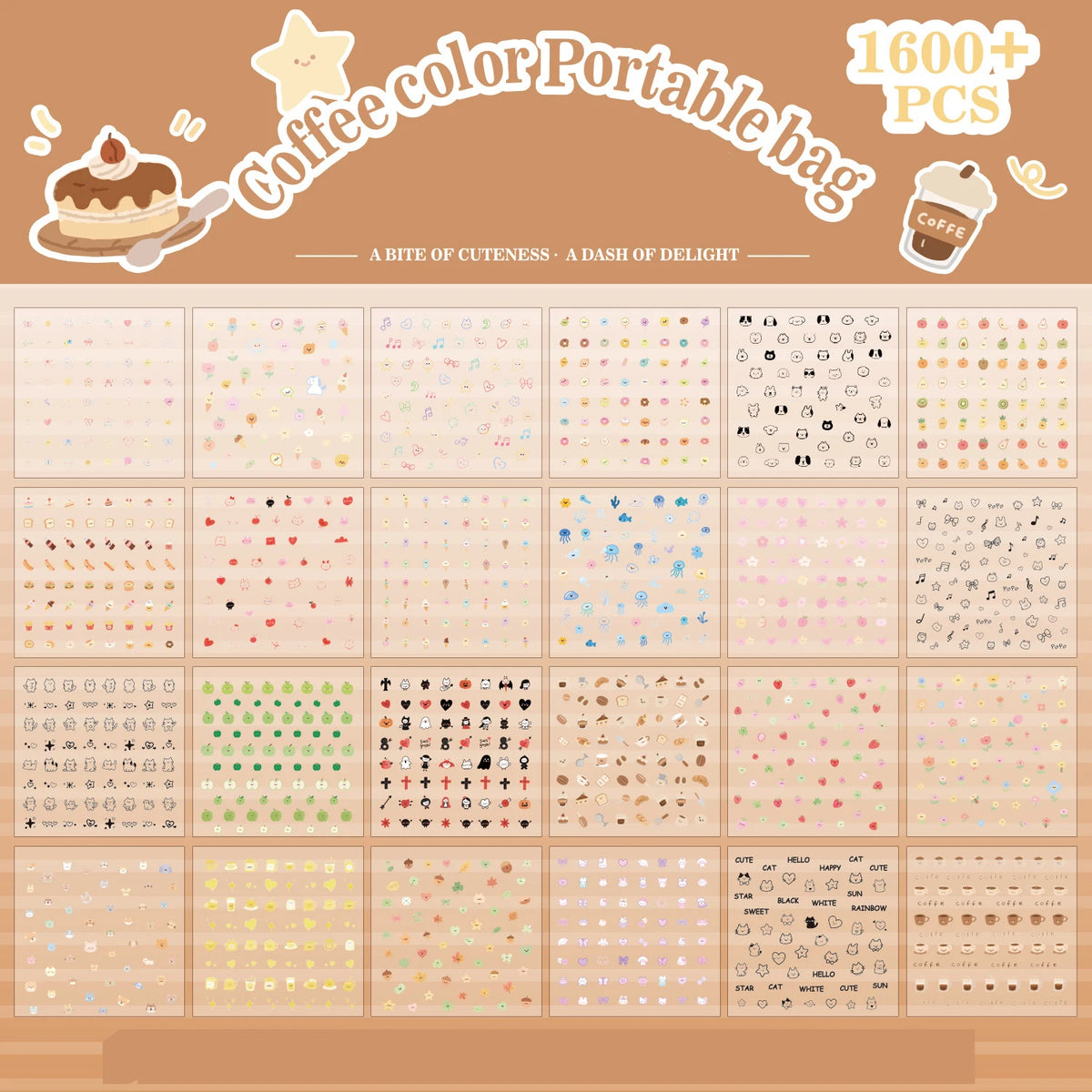 24 Mini Sticker Sheets for DIY Phone Case Decorations Minimalist Design Classic Color Combinations Adorable Stickers