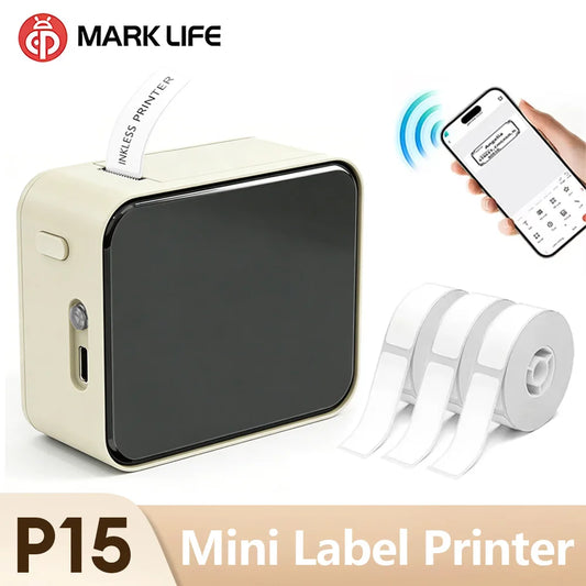 Marklife P15 Thermal Label Printer Mini Handheld Bluetooth Wireless Labeling Machine With Adhesive Label For Price Tags Noink