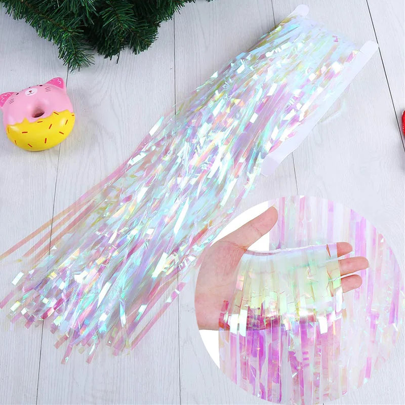 Top Matte Birthday Party Decoration Backdrop Foil Tassel Fringe Curtain Kids Adult Photo Booth Baby Shower Wedding Matte Drap