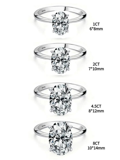 925 Sterling Silve 1-8CT Zircon Gorgeous Shiny Oval Stone Ring For Women Engagement Wedding Luxury Fine Jewelry