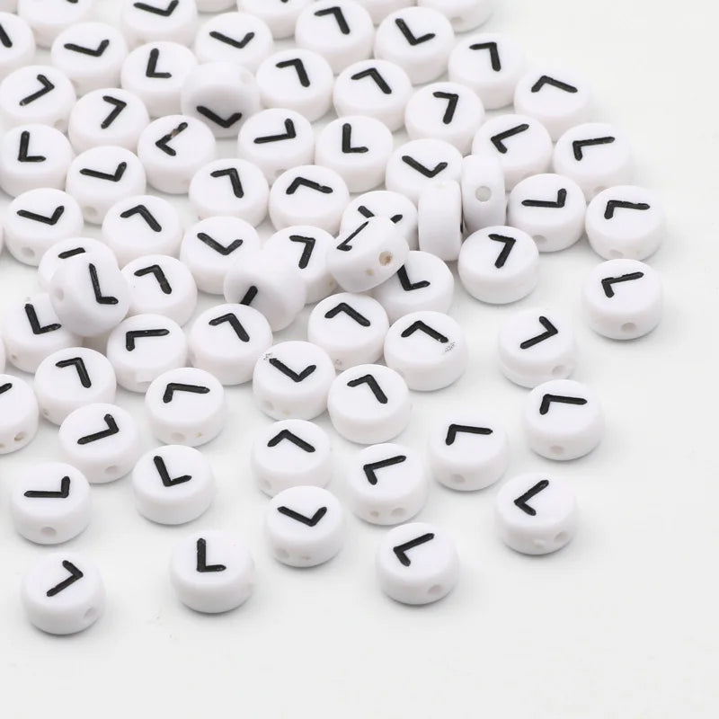 50/100pcs/lot 7x4mm White Round A-Z Alphabet Letter Acrylic Loose Spacer Beads for Jewelry Making Diy Bracelet Accessories - 