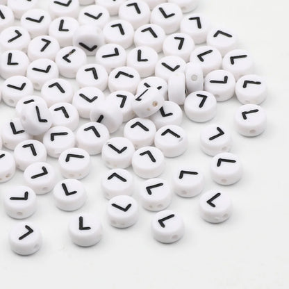 50/100pcs/lot 7x4mm White Round A-Z Alphabet Letter Acrylic Loose Spacer Beads for Jewelry Making Diy Bracelet Accessories - 