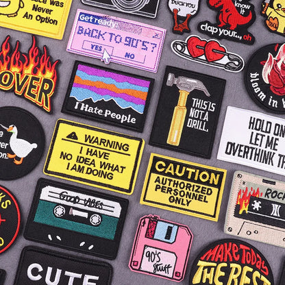 Warning Letters Embroidery Patches For Jeans Good Vibes Iron On Patch Thermoadhesive Patches For Clothes Applique Stickes Log