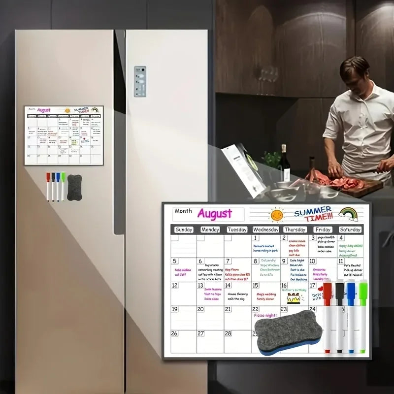 Magnetic Refrigerator Dry Erase Calendar Monthly Planner Whiteboard Record Message Board Memo Pad Fridge Magnets Kitchen Deco
