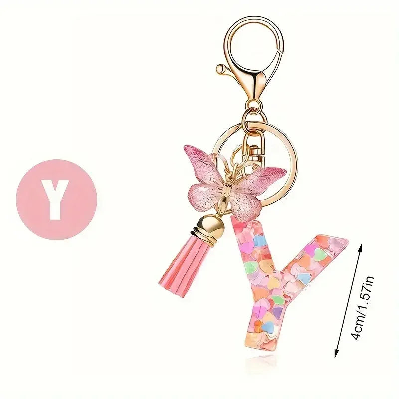 Fashion DIY A-Z Letters keychain Metal Holder Pendent Key Chain Women Car Key Ring Simple Letter Name Key Party Gift Jewelry 