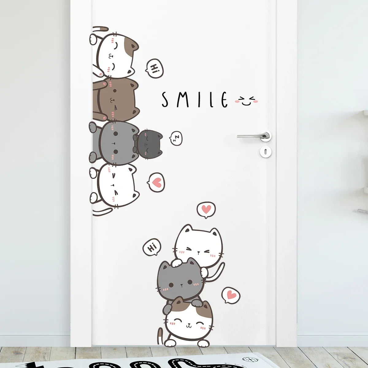 1Pc Furniture Cartoon Cute Cat Wall Stickers for Door Home Decor Accessories Living Room Kids Room Decoration Wall Decals DIY