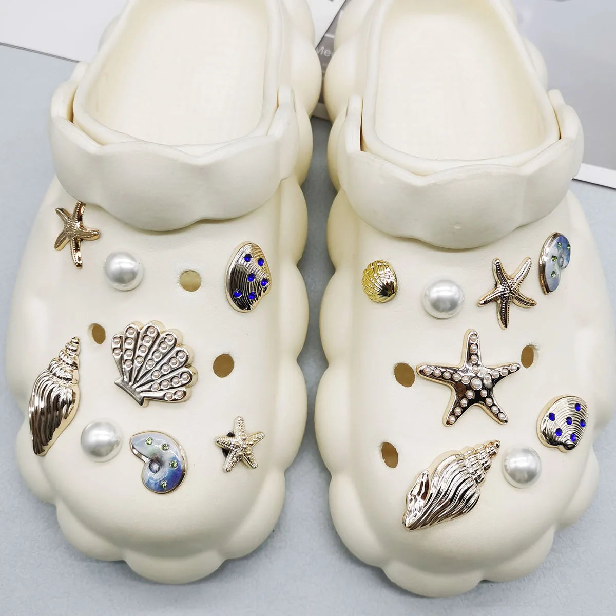 16PCS DIY Starfish Shoe Charms Bling Conch Shoes Buckle Decorations Removable Shell Shoe Accessories Mutlifunctional Shoe Cli