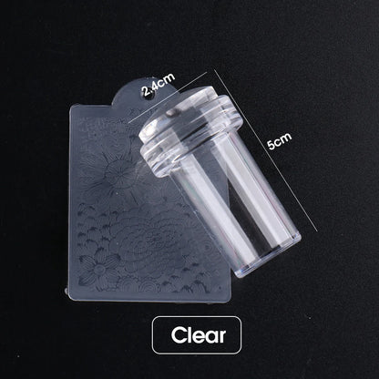 1pc Transparent Silicone Nail Art Stamping Kit French Design For Manicure Plate Stamp Polish Seal Two Side Stamper Scraper To