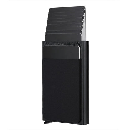 Automatic Flip Card Side Push Card Holder Sleeve Large Capacity 12 Cards Slot Metal Cards Box Men Credit Card Anti-theft Wall
