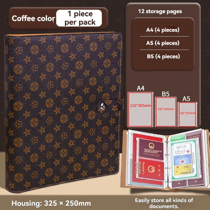 1PC Household ID Storage Book A4 Thickened Pattern ID Storage Bag Cat Eye Buckle Card Bag Storage Book Document Storage Book 
