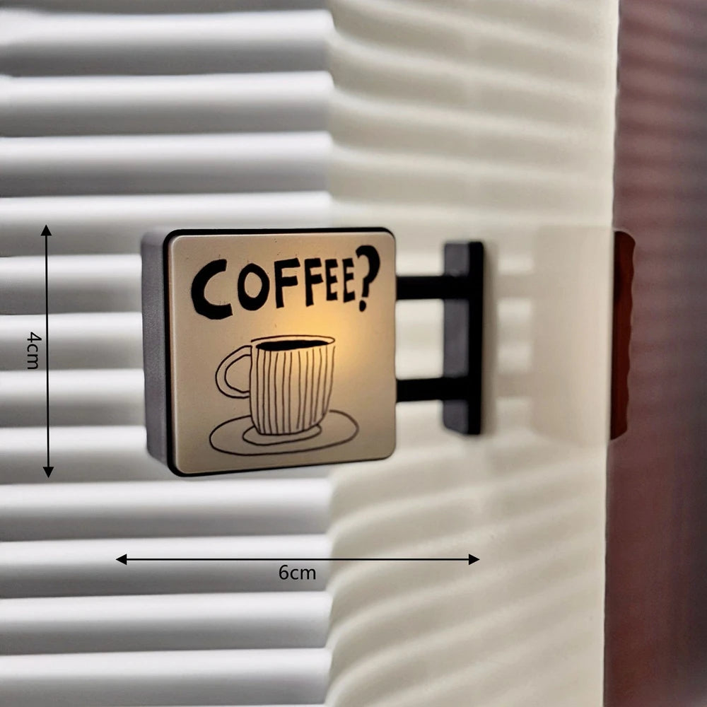 Retro Coffee Corner Refrigerator Magnet Light Fridge Magnet Magnetic Home Miniature Pegboard Coffee Shop Glowing Decoration -