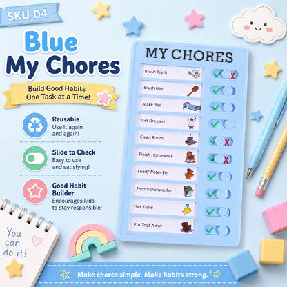 Self Discipline Checklist Board, Replaceable Plastic Chore Chart for Kids Adults, Summer Task Planner & Daily Habit Tracker -