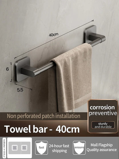 No Need To Drill Walls For Installation Bathroom Towel Bar/Hook/Towel Rack/Kitchen Rag Rack Bathroom Accessories - Gray Towel