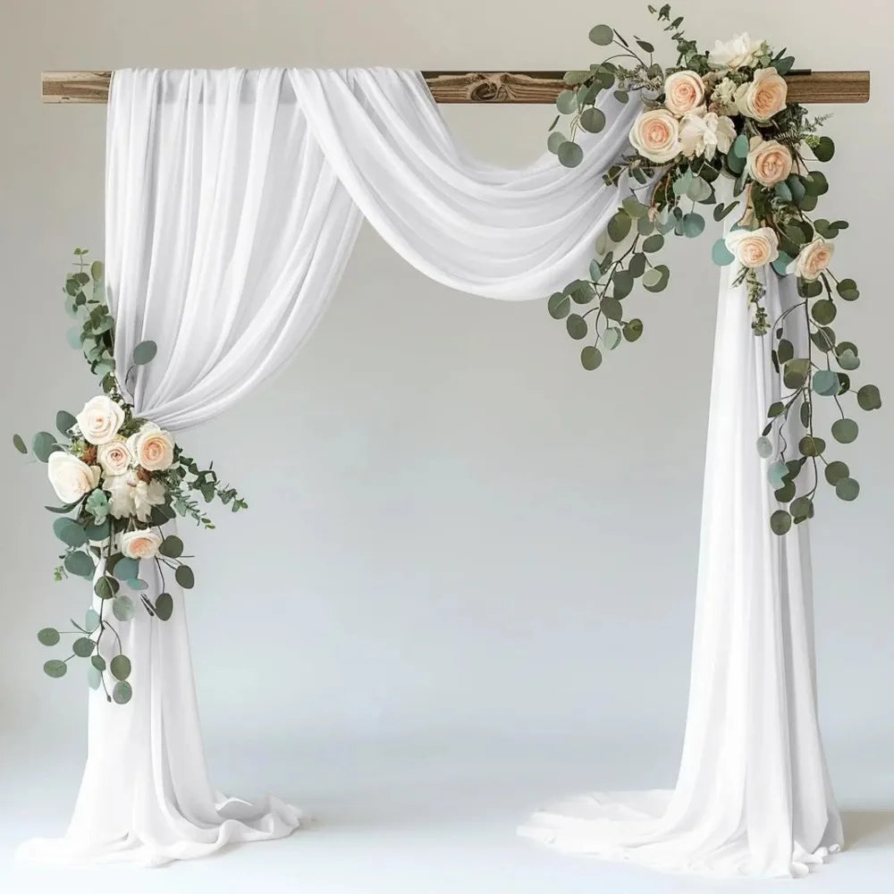 75cm X 6M White Wedding Tulle Arch Draping Fabric Backdrop 28.7" X 20FT Sheer Drapes Fabric for Wedding Ceremony Birthday Par