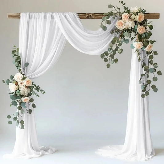 75cm X 6M White Wedding Tulle Arch Draping Fabric Backdrop 28.7" X 20FT Sheer Drapes Fabric for Wedding Ceremony Birthday Par