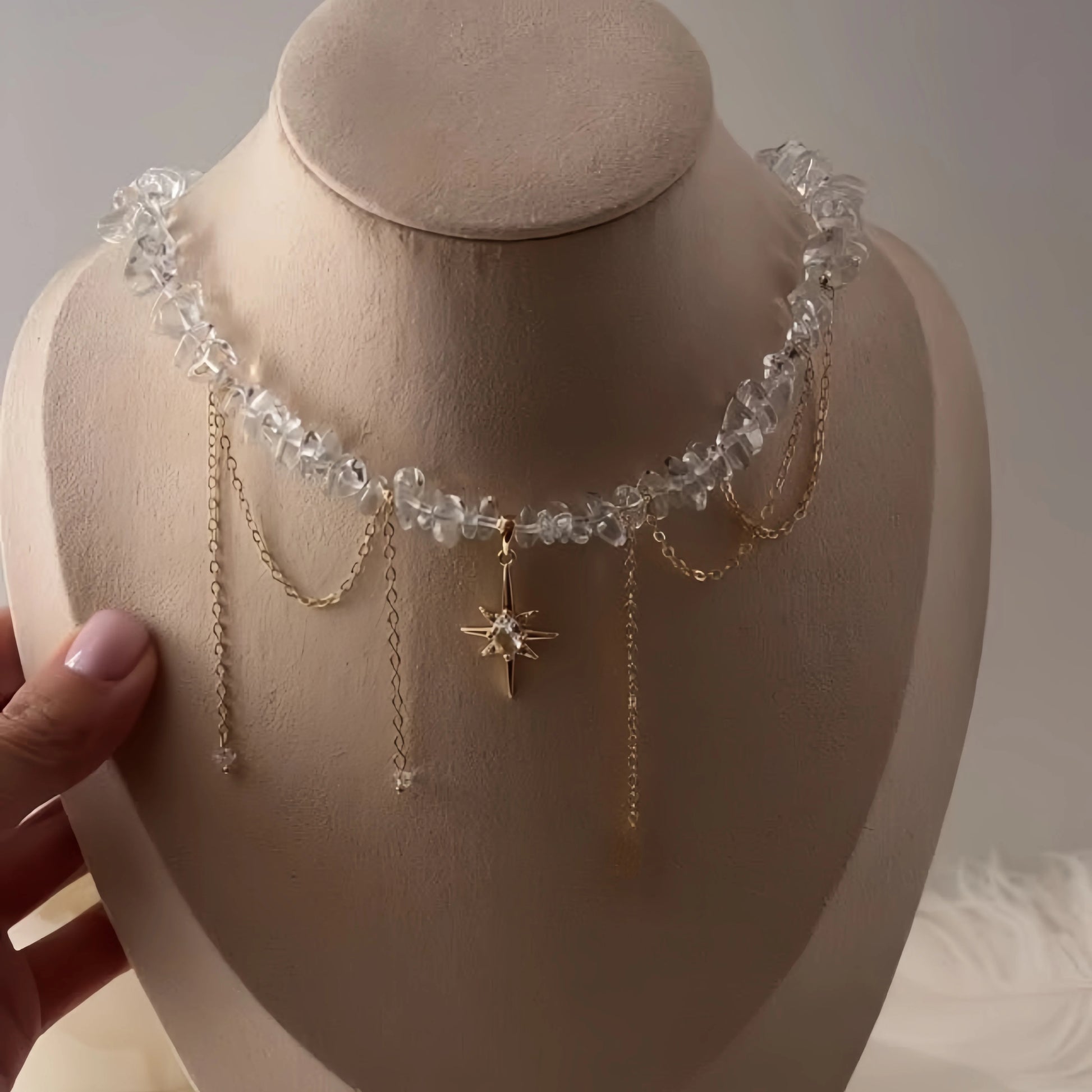 New Irregular Choker Vintage Tassels Zircon Heart Pendant Necklace For Women Female Geometric Baroque Transparent Crystal Cha