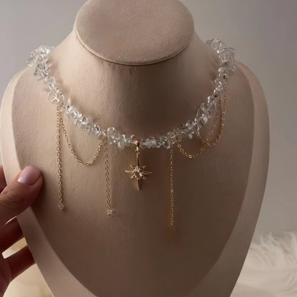 New Irregular Choker Vintage Tassels Zircon Heart Pendant Necklace For Women Female Geometric Baroque Transparent Crystal Cha