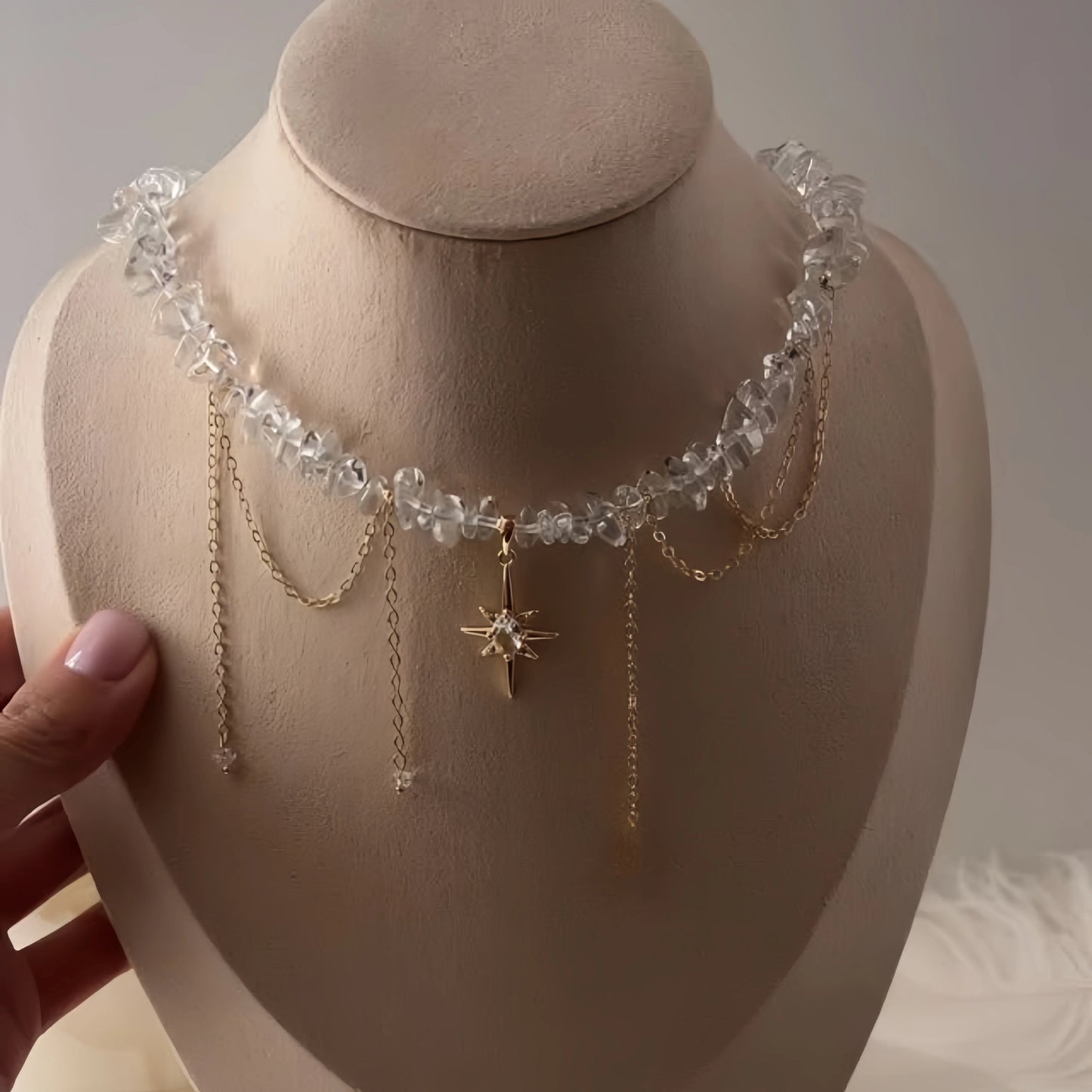 New Irregular Choker Vintage Tassels Zircon Heart Pendant Necklace For Women Female Geometric Baroque Transparent Crystal Cha