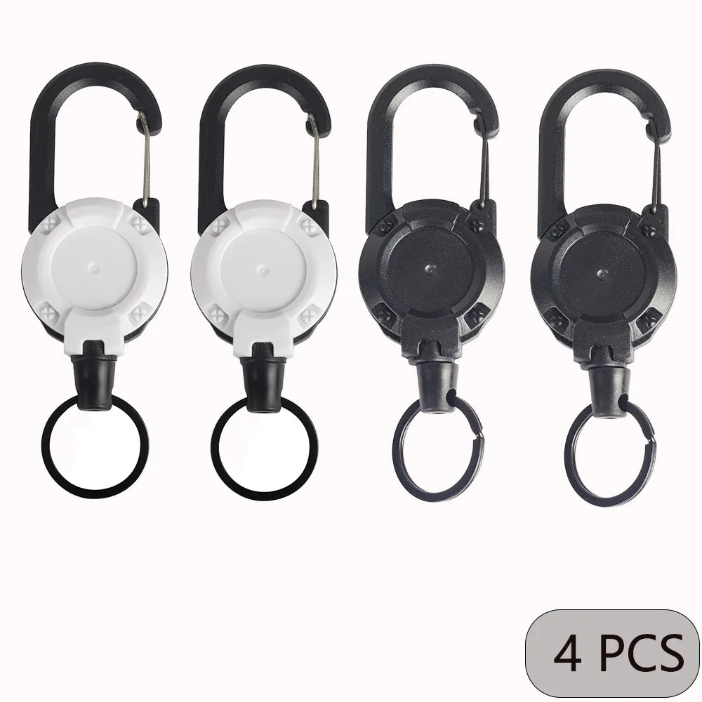 1/2/4pcs Extendable Retractable Holders Keychain Badge Reels Heavy Duty Clip With Carabiner Key Chain For Men Outdoor Bags - 