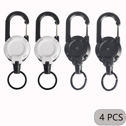 1/2/4pcs Extendable Retractable Holders Keychain Badge Reels Heavy Duty Clip With Carabiner Key Chain For Men Outdoor Bags - 
