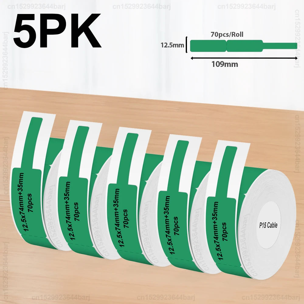 2/5/10Rolls P15 Thermal Label Sticker for Phomemo D30 Q30 Marklife P15 P12 DELI Q2 Label Maker White 12x40mm 15x30mm Label Ta