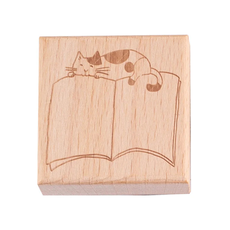 Cute Cat Daily Monthly Calendar Wood Stamp Journaling To Do List Memo Clock in Stamps for Scrapbooking Hobby DIY Craft Suppli